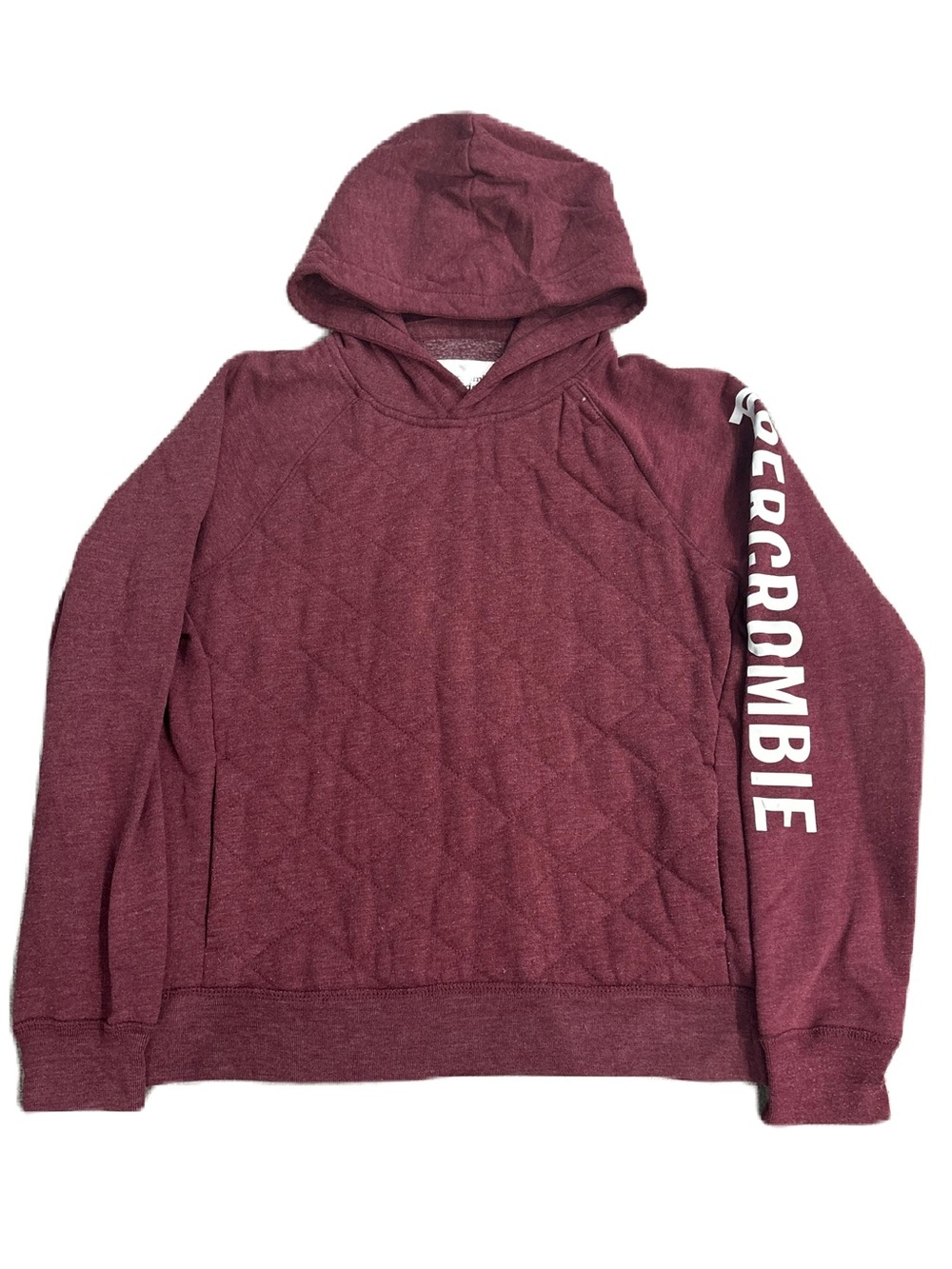 Abercrombie & Fitch Men's Quilted Hooded Burgundy Sweater - Size 15/16